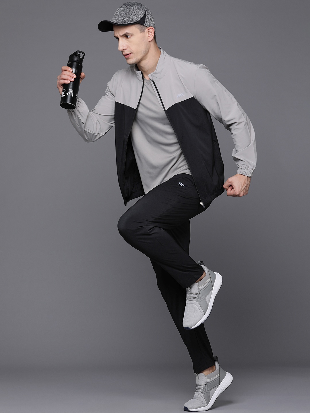 

HRX by Hrithik Roshan Men Rapid-Dry Running Tracksuits, Grey
