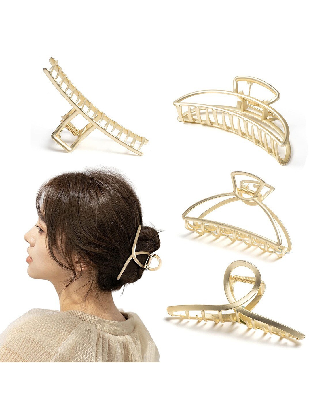 

Krelin Women Set Of 4 Large Mettal Claw Clips, Gold