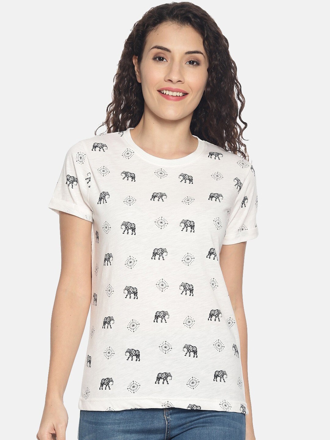 

Kryptic Conversational Printed Pure Cotton T-shirt, Off white