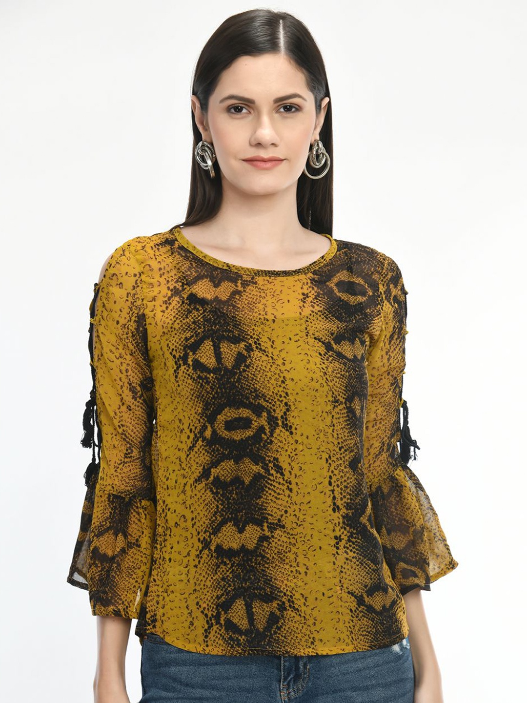 

Toshee Print Bell Sleeve Crepe Top, Multi