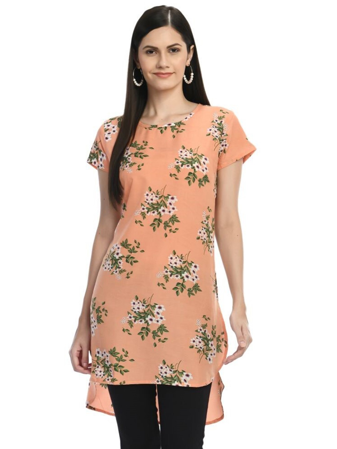 

Toshee Floral Print Crepe Longline Top, Multi
