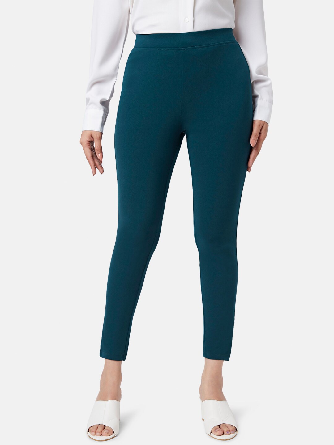

YU by Pantaloons Women Slim Fit Slip-On Treggings, Teal