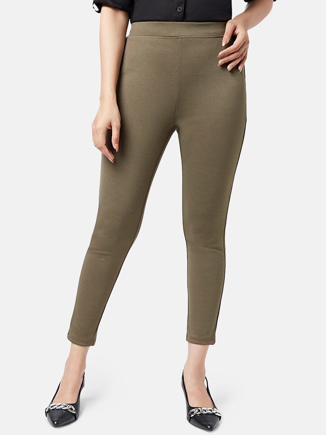 

YU by Pantaloons Women Slim Fit Treggings, Olive