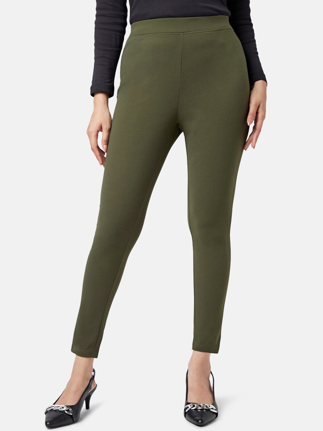 

YU by Pantaloons Women Slim Fit Treggings, Olive