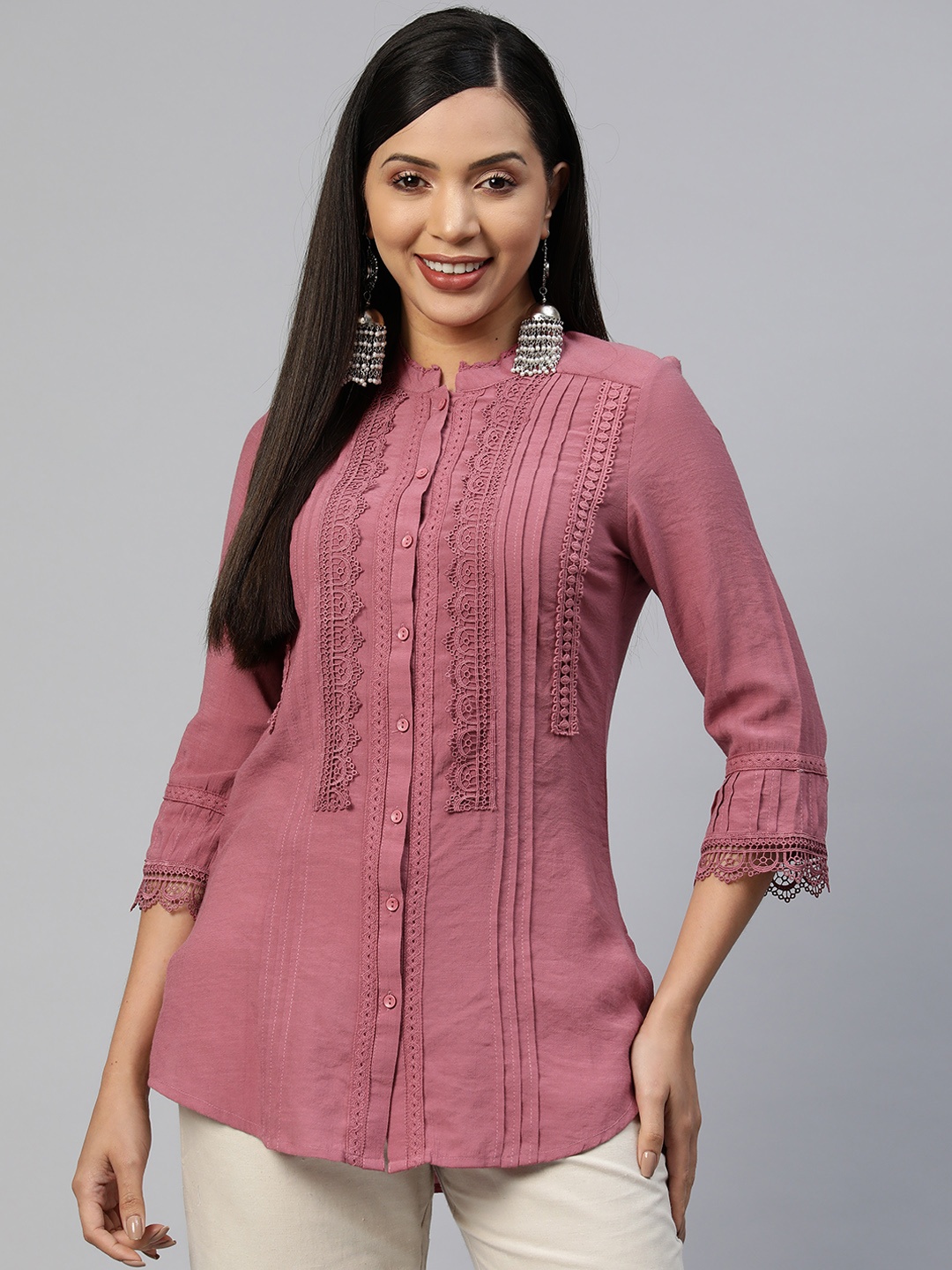 

Nayam By Lakshita Comfort Opaque Casual Shirt, Rose