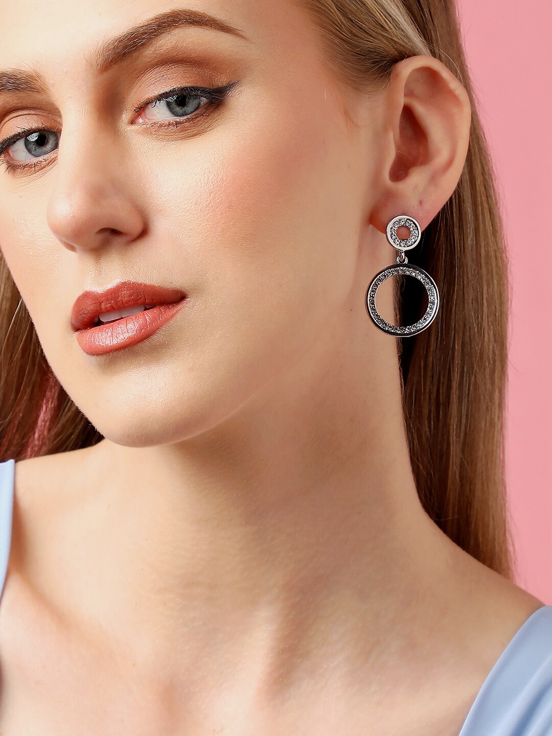 

SOHI Gold Plated Contemporary Drop Earrings, Silver