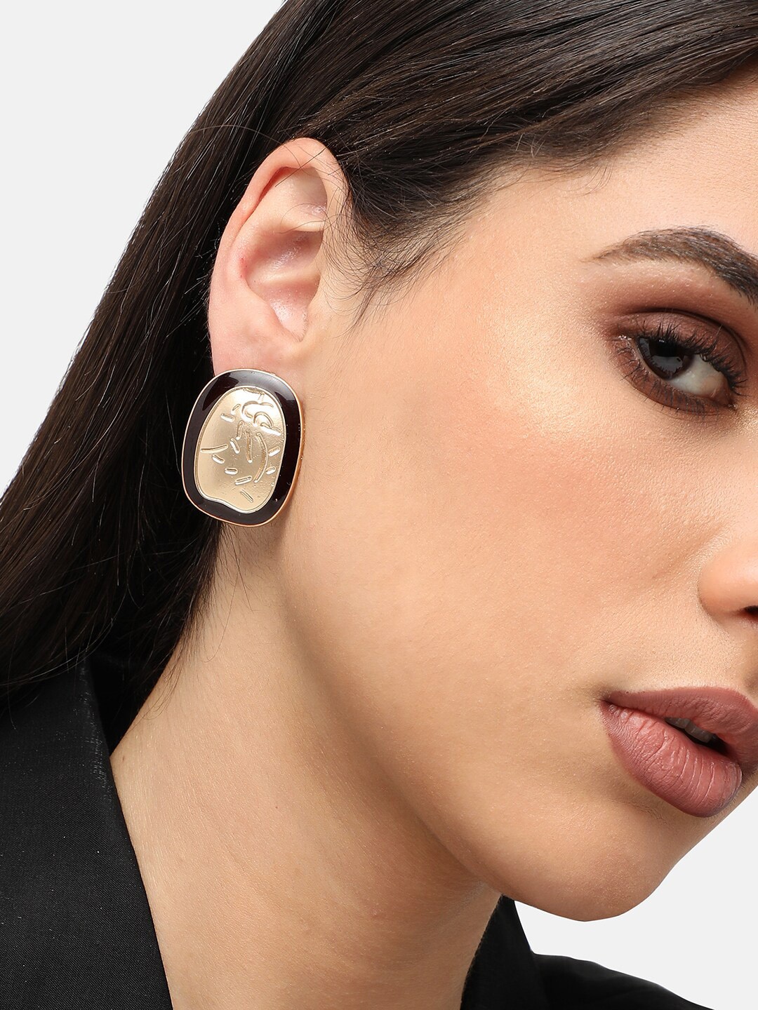 

SOHI Gold-Plated Contemporary Studs Earrings