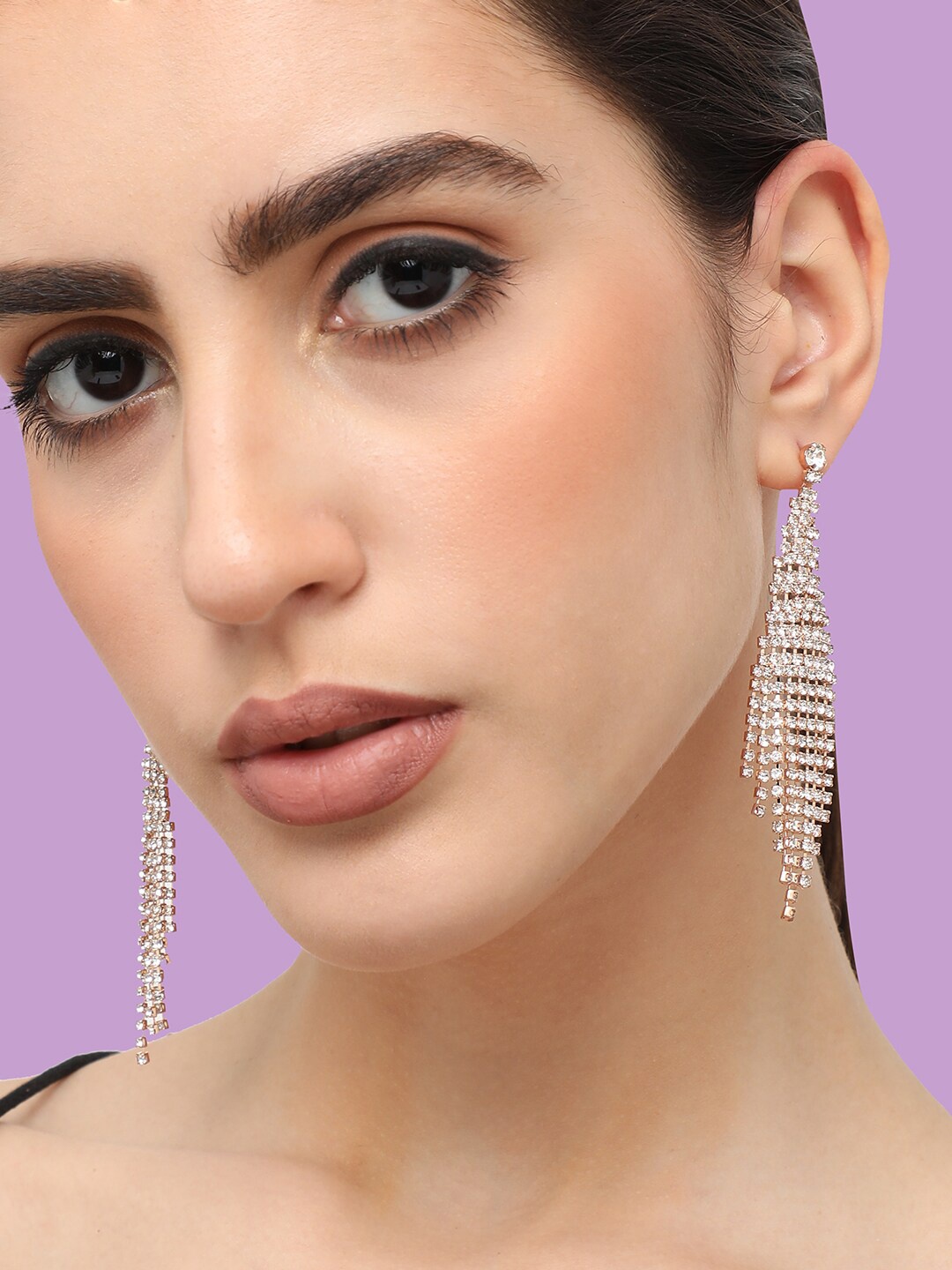 

SOHI Silver Plated Contemporary Drop Earrings, White