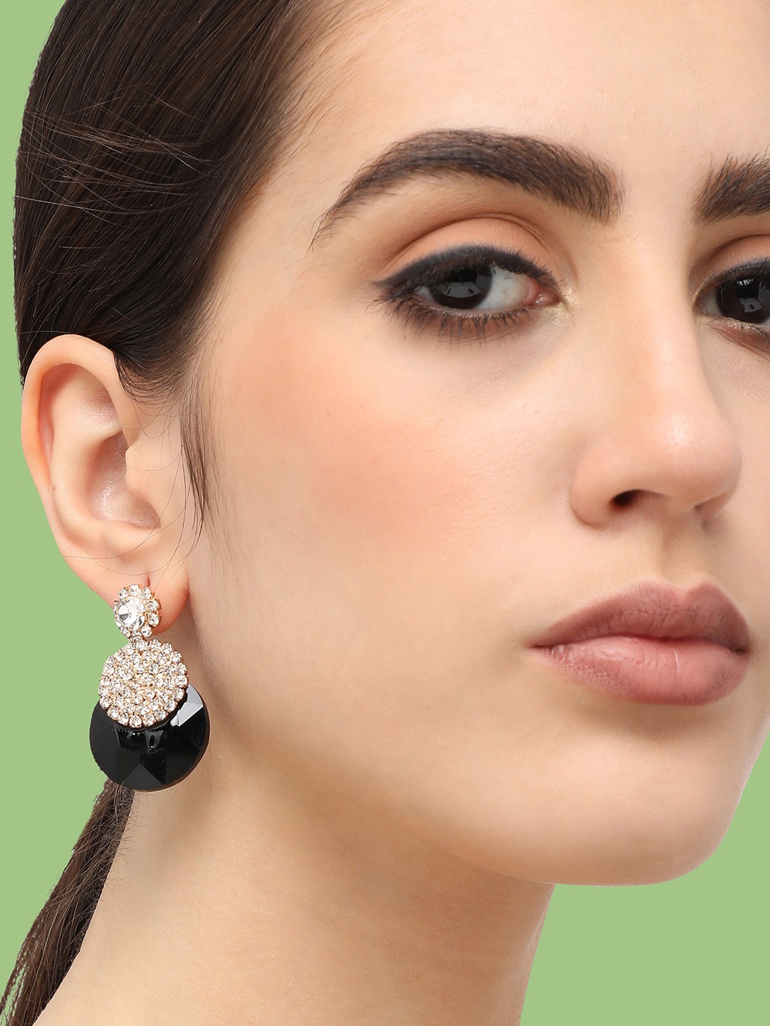 

SOHI Gold-Plated Contemporary Drop Earrings, Black