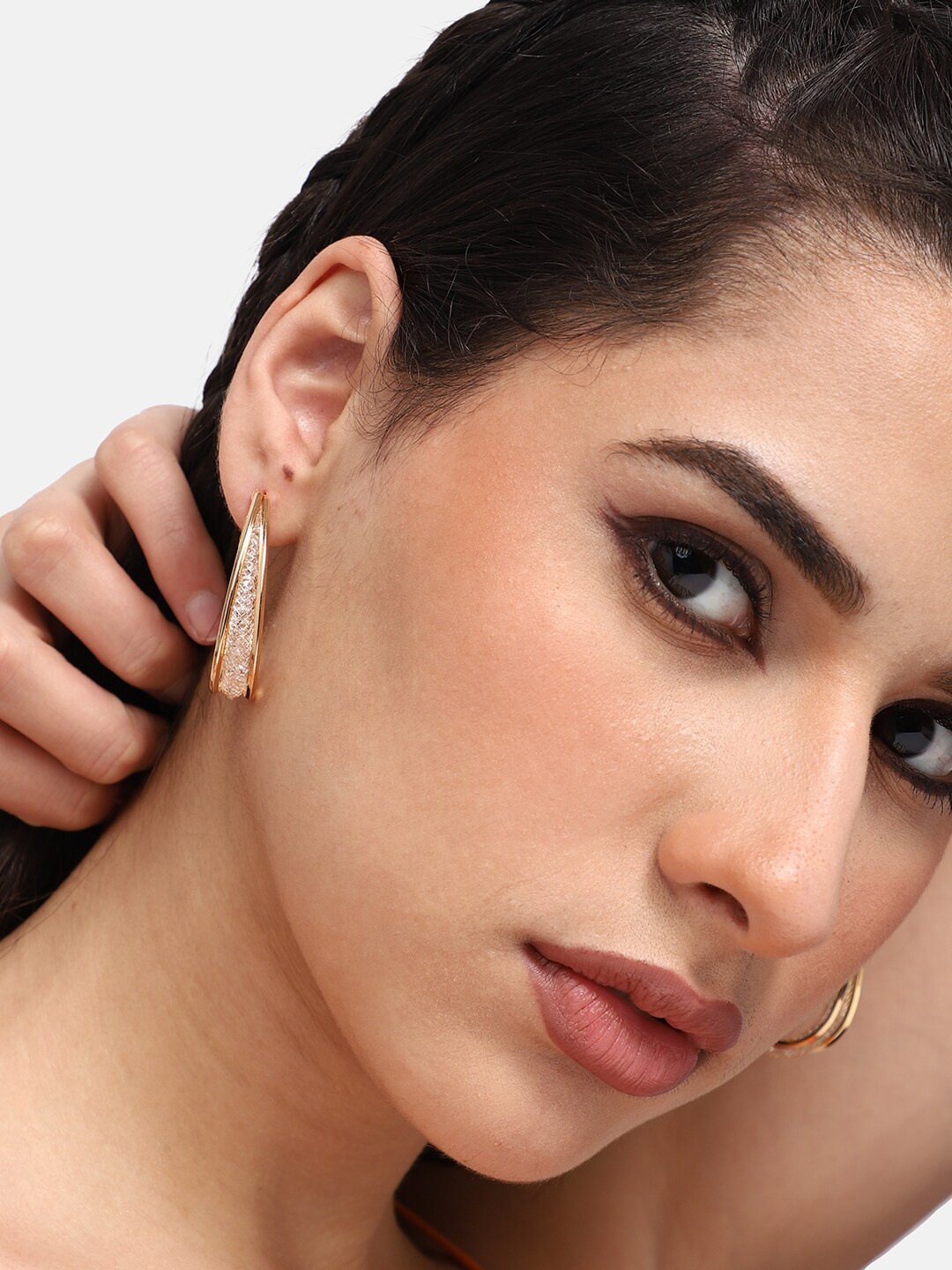 

SOHI Gold-Plated Contemporary Hoop Earrings
