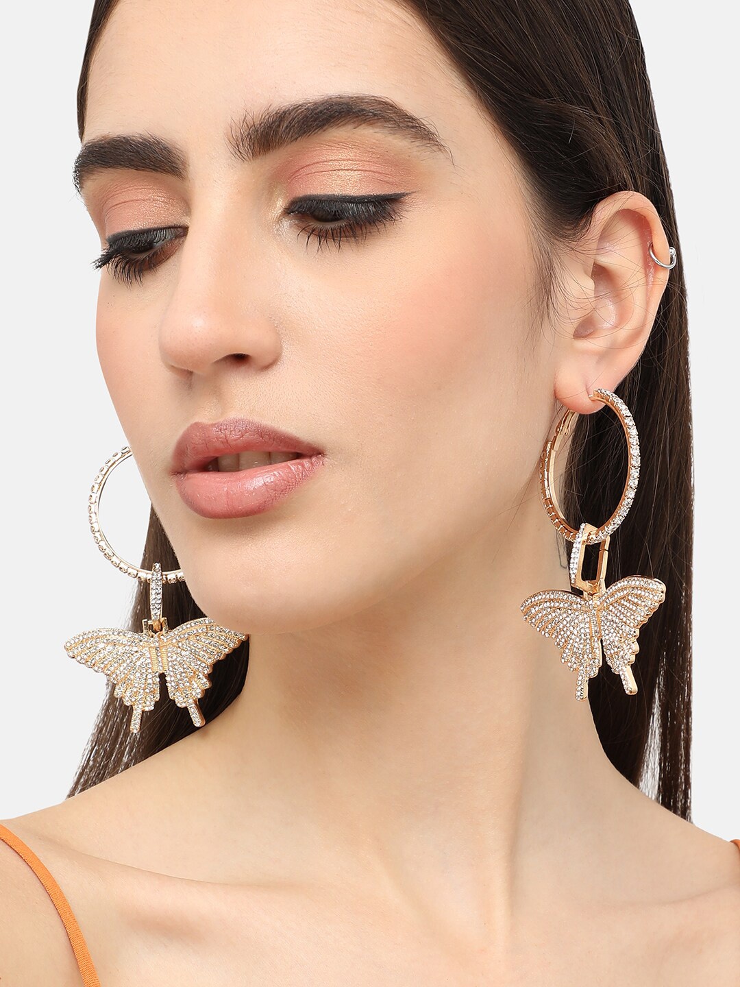 

SOHI Gold-Plated Butterfly Drop Earrings