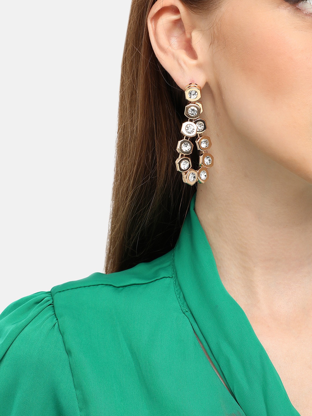 

SOHI Gold-Plated Contemporary Drop Earrings