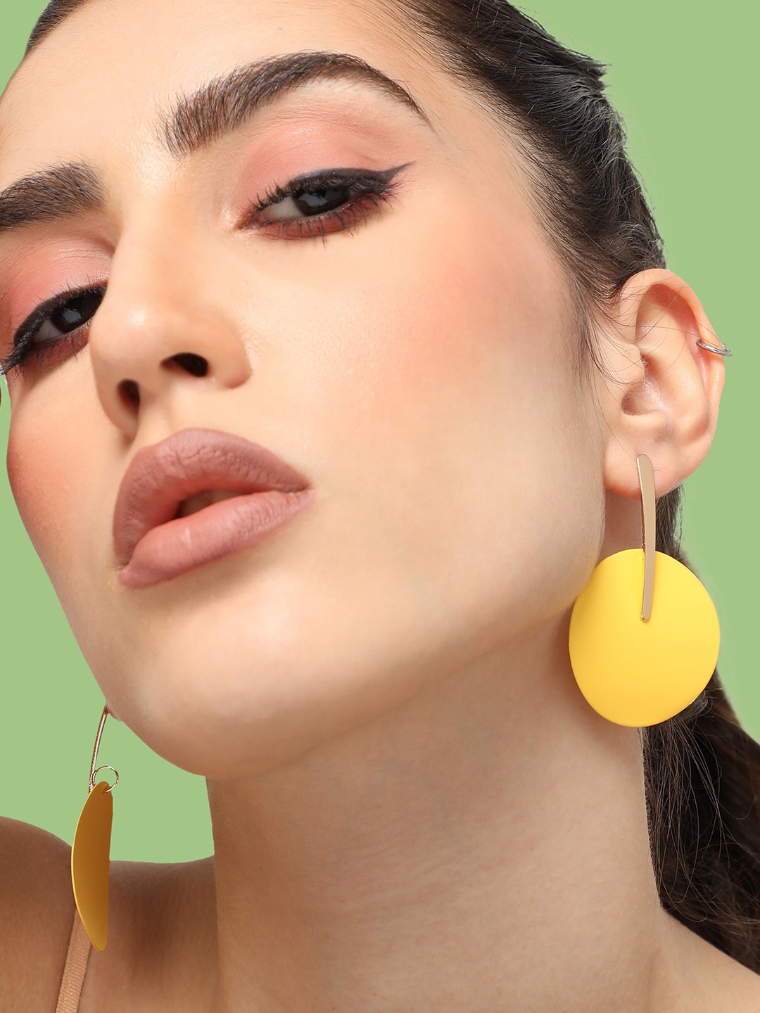 

SOHI Gold-Plated Contemporary Drop Earrings, Yellow