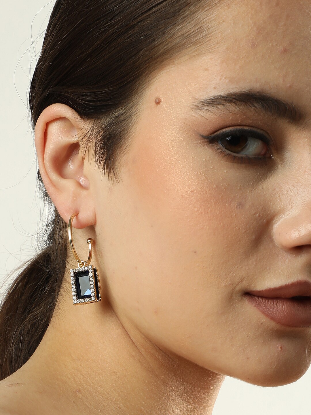 

SOHI Gold-Plated Contemporary Half Hoop Earrings