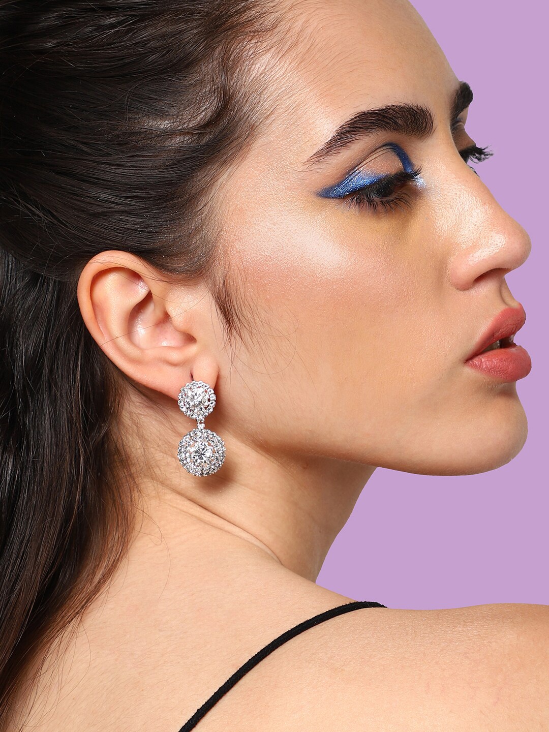

SOHI Gold-Plated Contemporary Drop Earrings, Silver