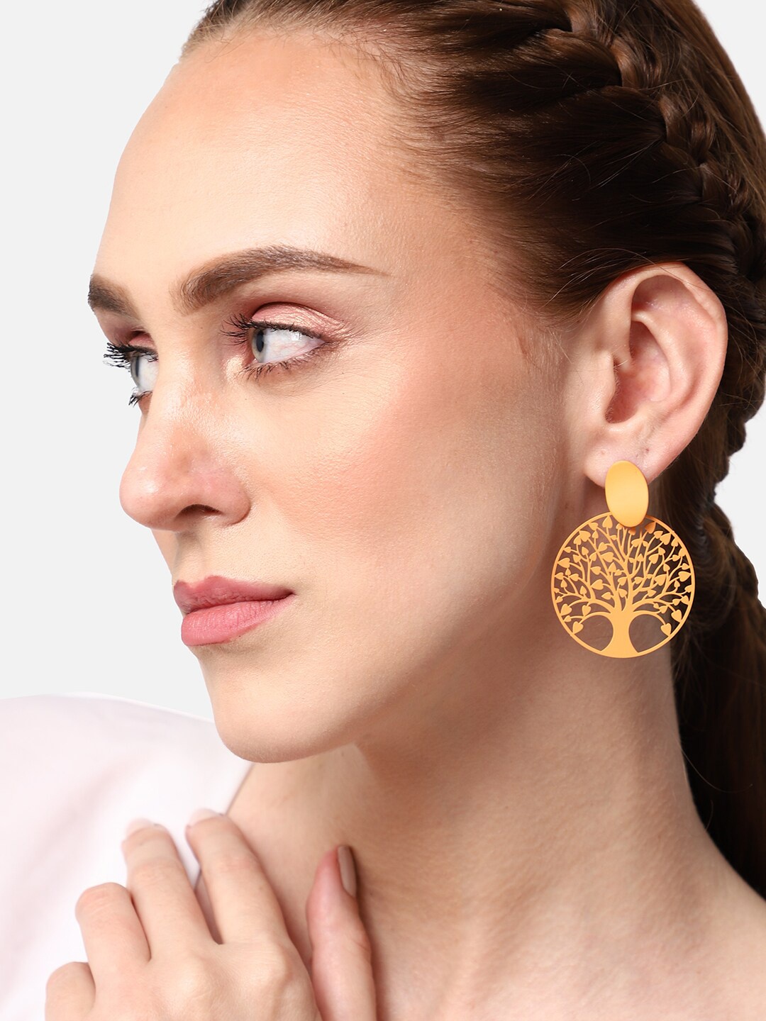 

SOHI Gold Plated Contemporary Drop Earrings, Orange