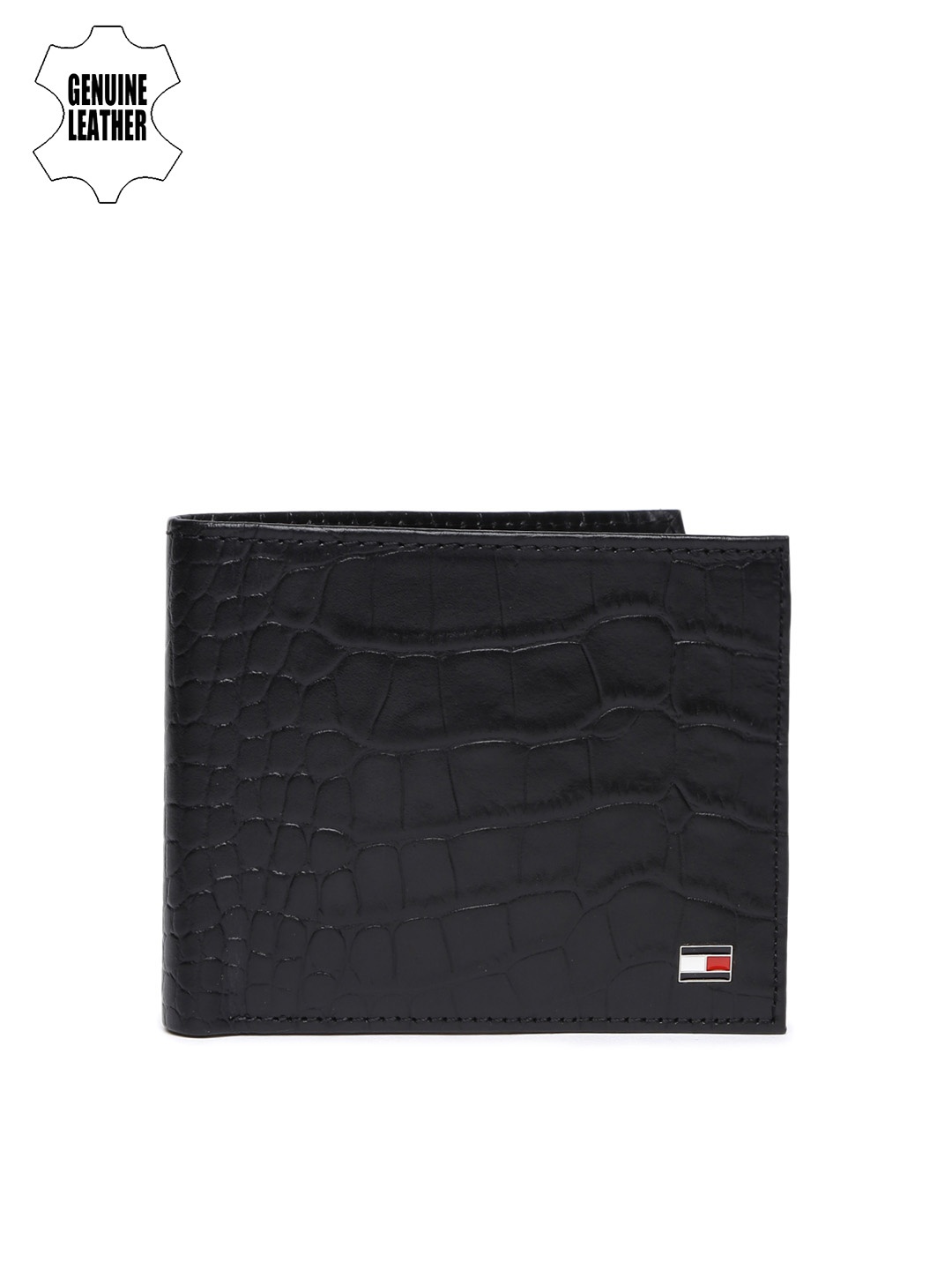 

Tommy Hilfiger Men Black Textured Genuine Leather Two Fold Wallet