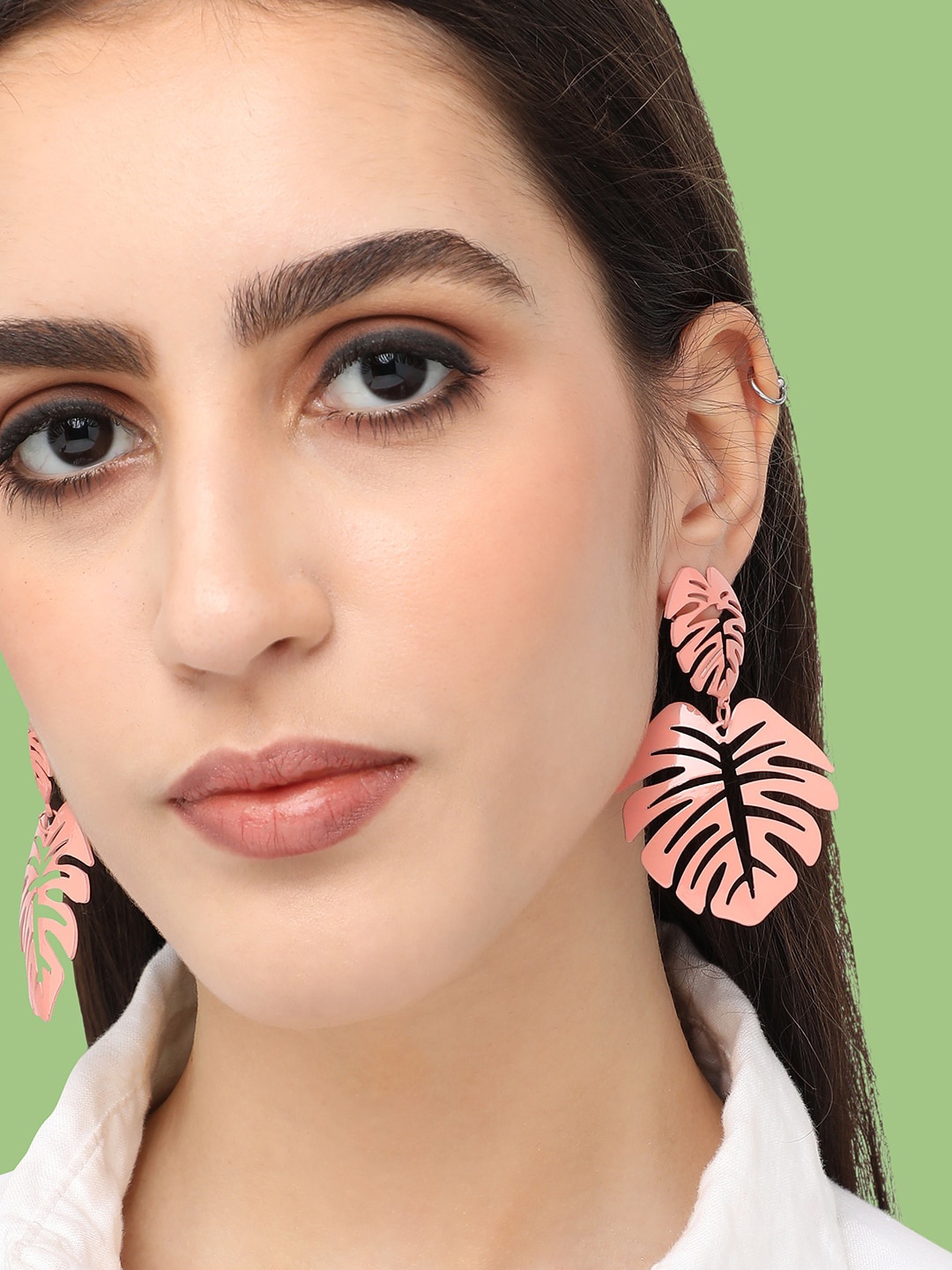 

SOHI Gold-Plated Contemporary Drop Earrings, Pink