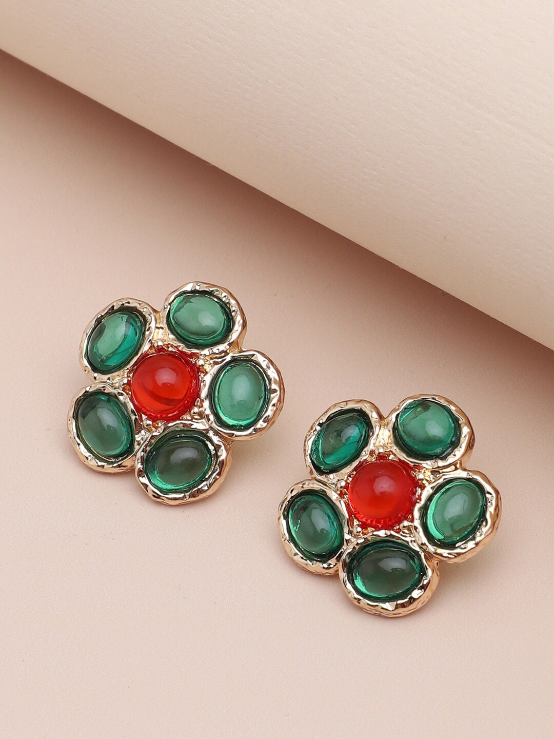 

SOHI Gold-Plated Contemporary Studs Earrings