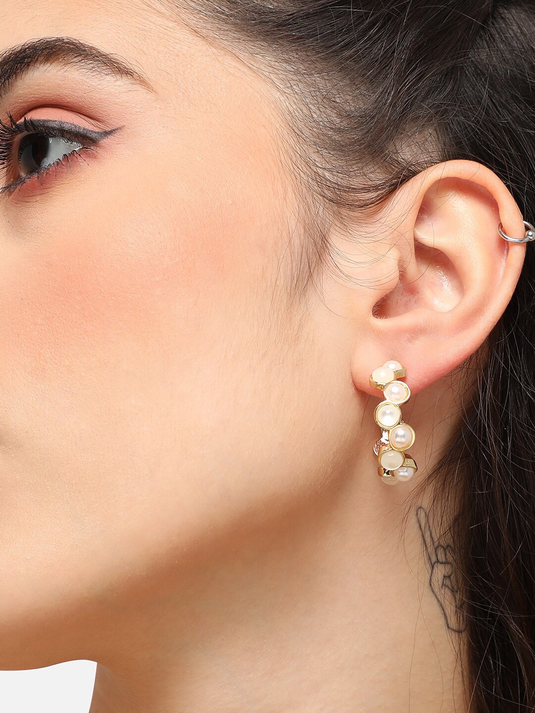 

SOHI Gold-Plated Contemporary Half Hoop Earrings