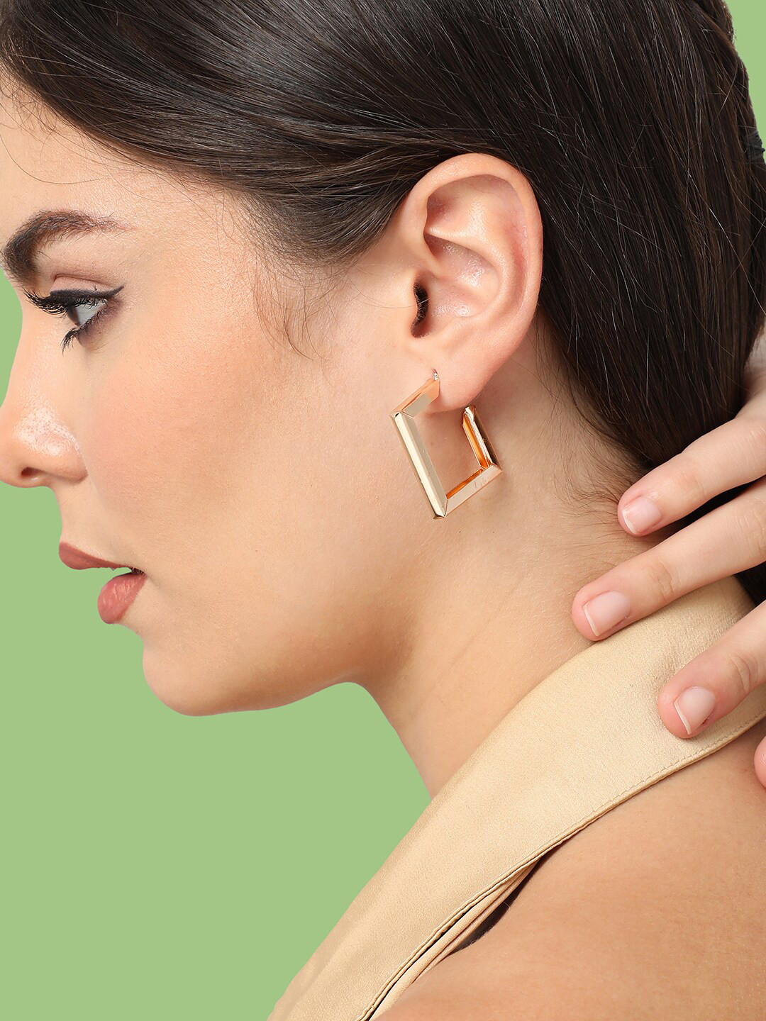 

SOHI Gold-Plated Contemporary Half Hoop Earrings