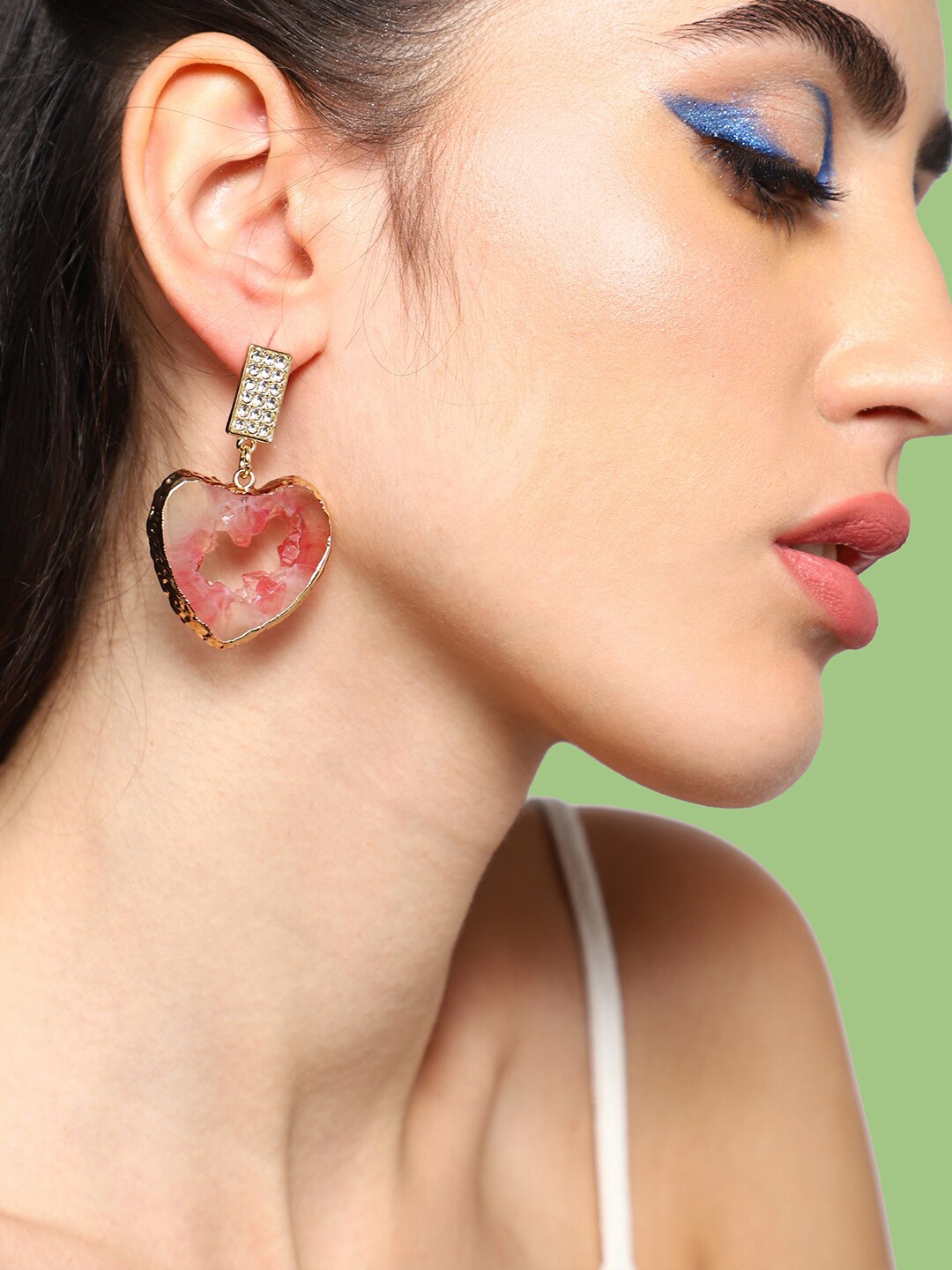 

SOHI Gold-Plated Contemporary Drop Earrings, Pink