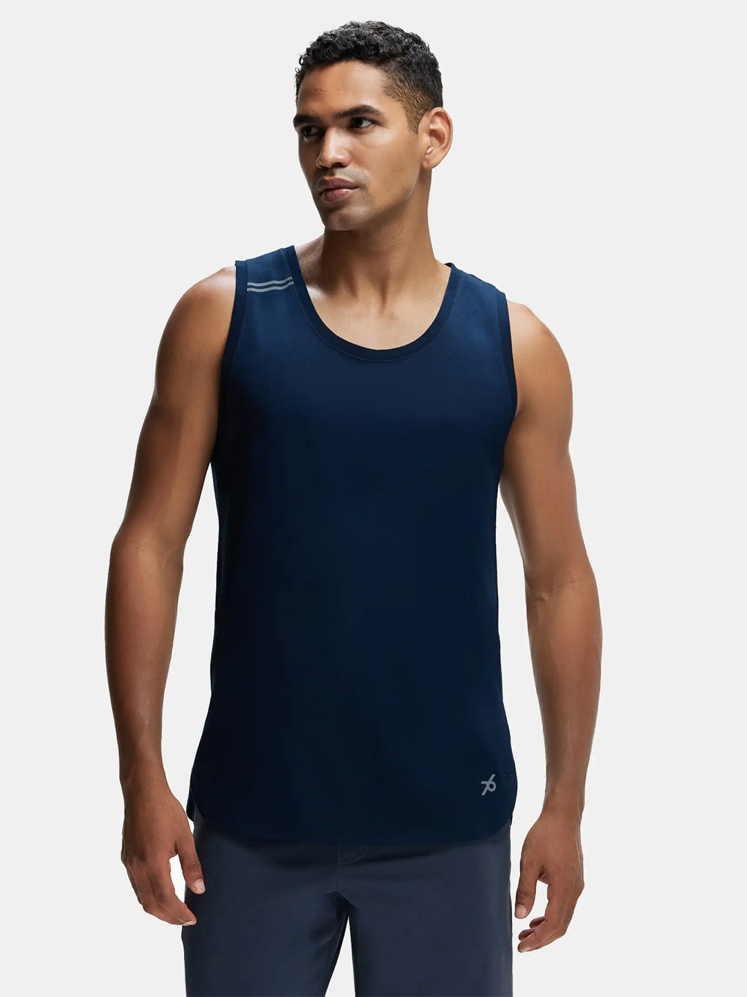 

Super Combed Cotton Blend Solid Performance Tank Top with Breathable Mesh-MV06, Navy blue