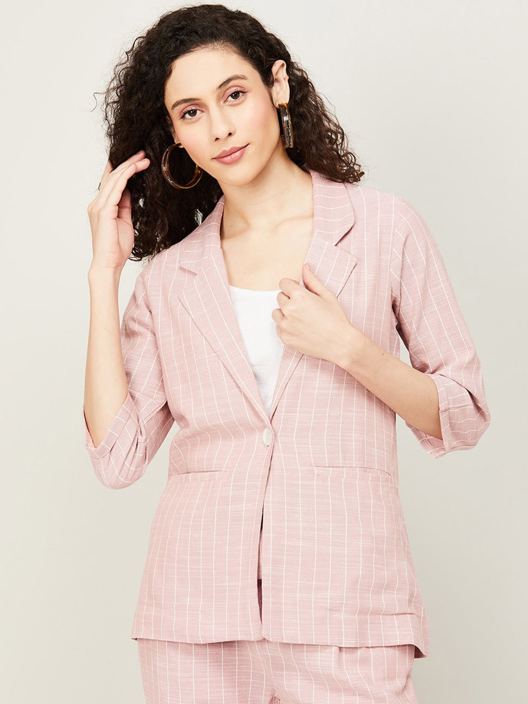 

CODE by Lifestyle Women Striped Mid-Rise Parallel Trousers, Pink