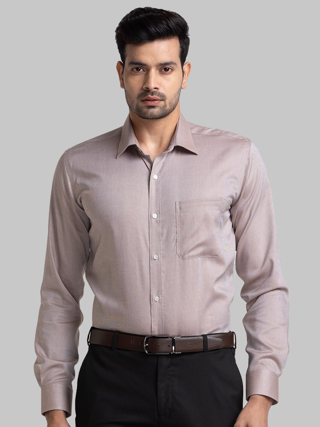 

Raymond Long Sleeves Pure Cotton Formal Shirt, Brown