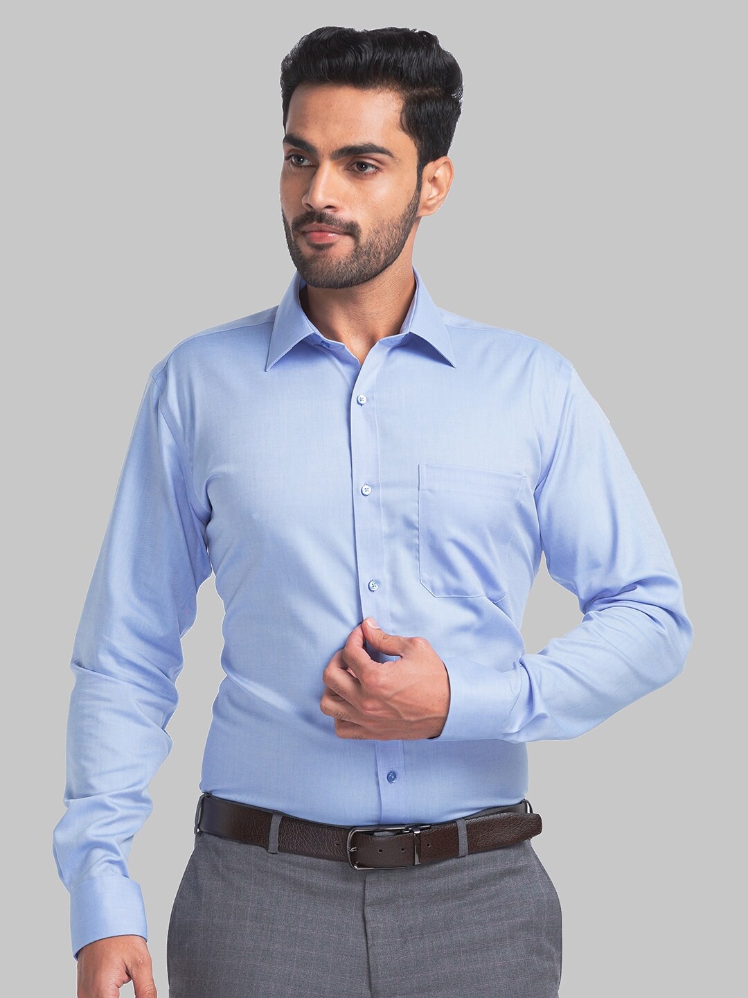 

Raymond Relaxed Opaque Organic Cotton Formal Shirt, Blue