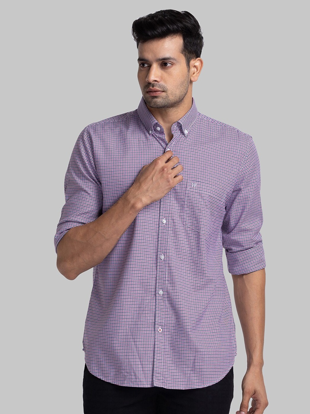 

Raymond Checked Button-Down Collar Relaxed Fit Pure Cotton Casual Shirt, Blue