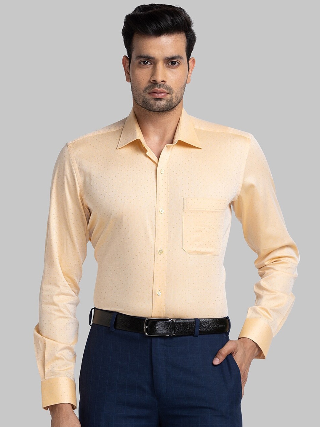 Raymond Men Self-Design Formal Shirt, Yellow