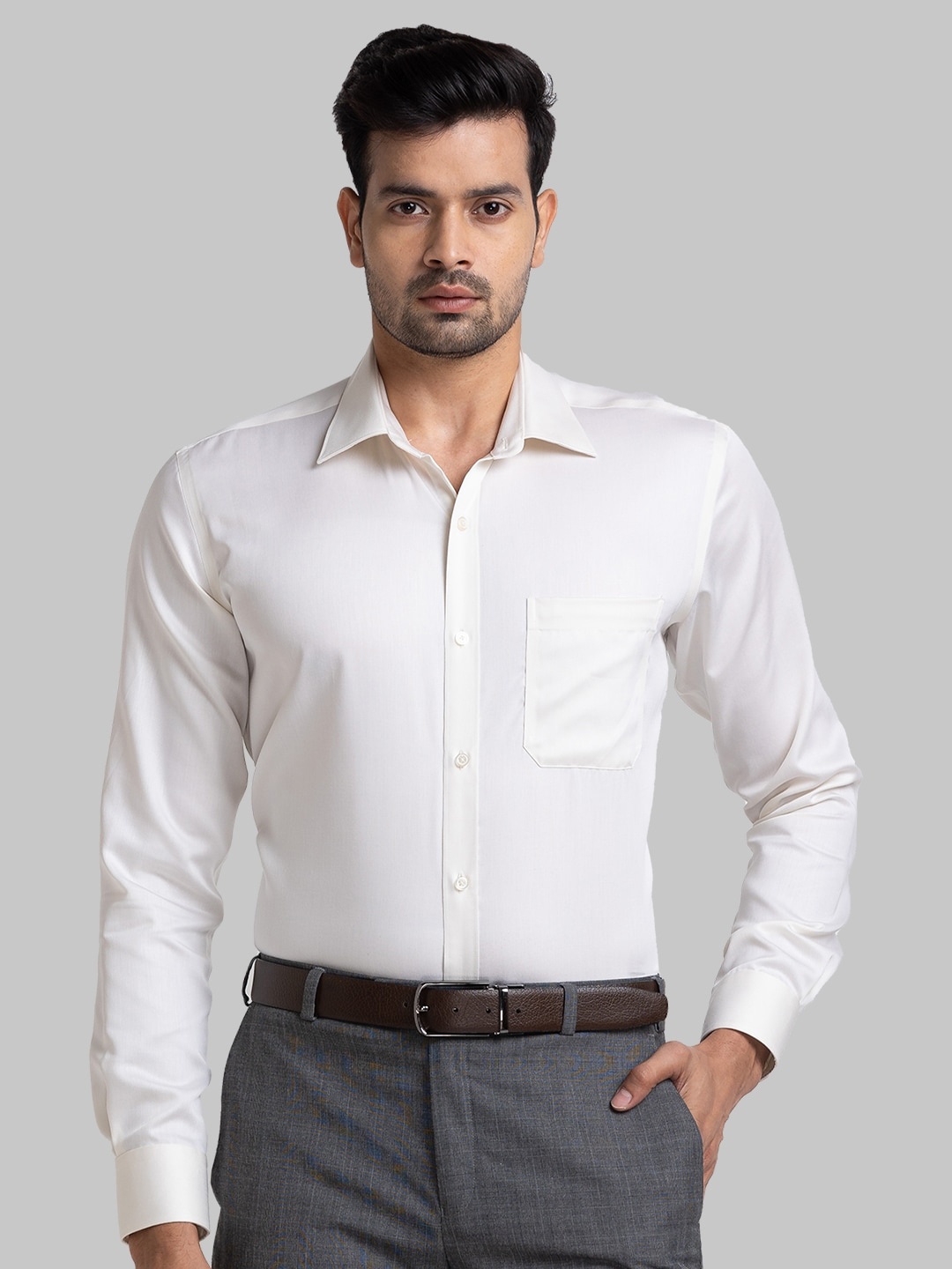 

Raymond Spread Collar Contemporary Fit Pure Cotton Formal Shirts, Off white