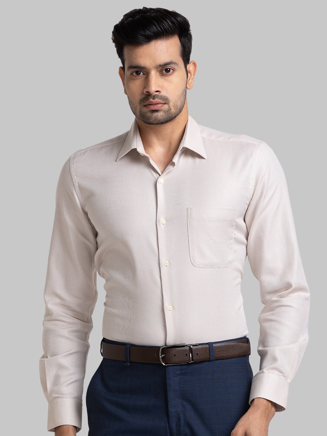 Raymond Contemporary Fit Pure Cotton Formal Shirt, Beige
