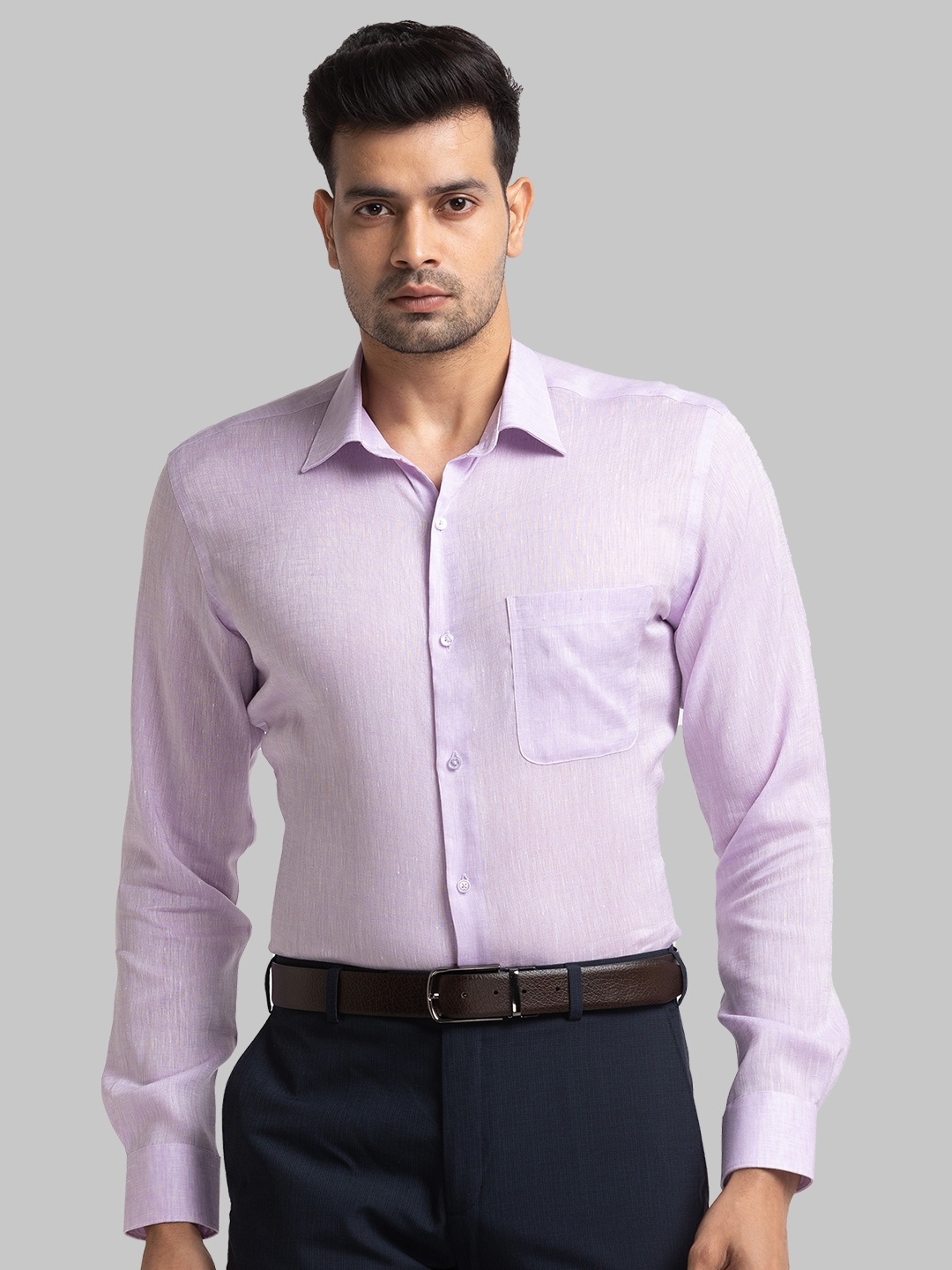 

Raymond Long Sleeves Pure Linen Formal Shirts, Lavender