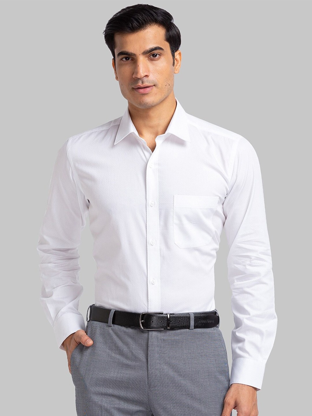 

Raymond Men Self Design Contemporary Fit Pure Cotton Formal Shirts, White