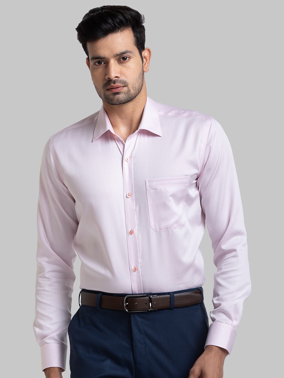 Raymond Spread Collar Contemporary Fit Organic Cotton Formal Shirt, Pink