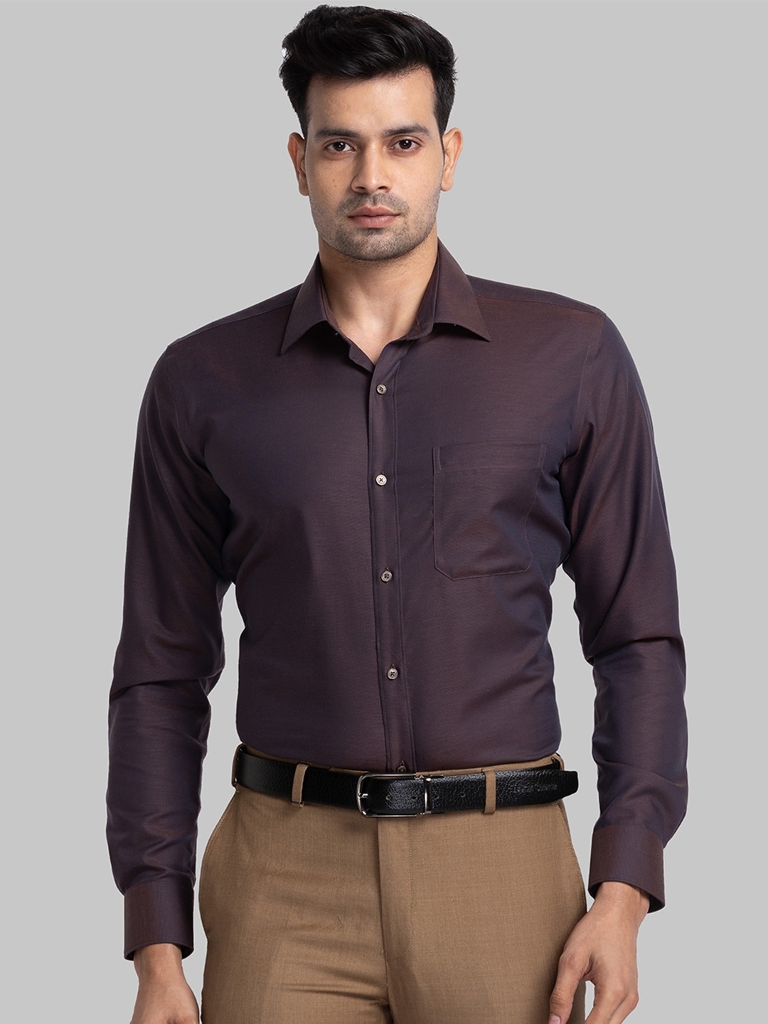 Raymond Contemporary Fit Pure Cotton Formal Shirts, Brown