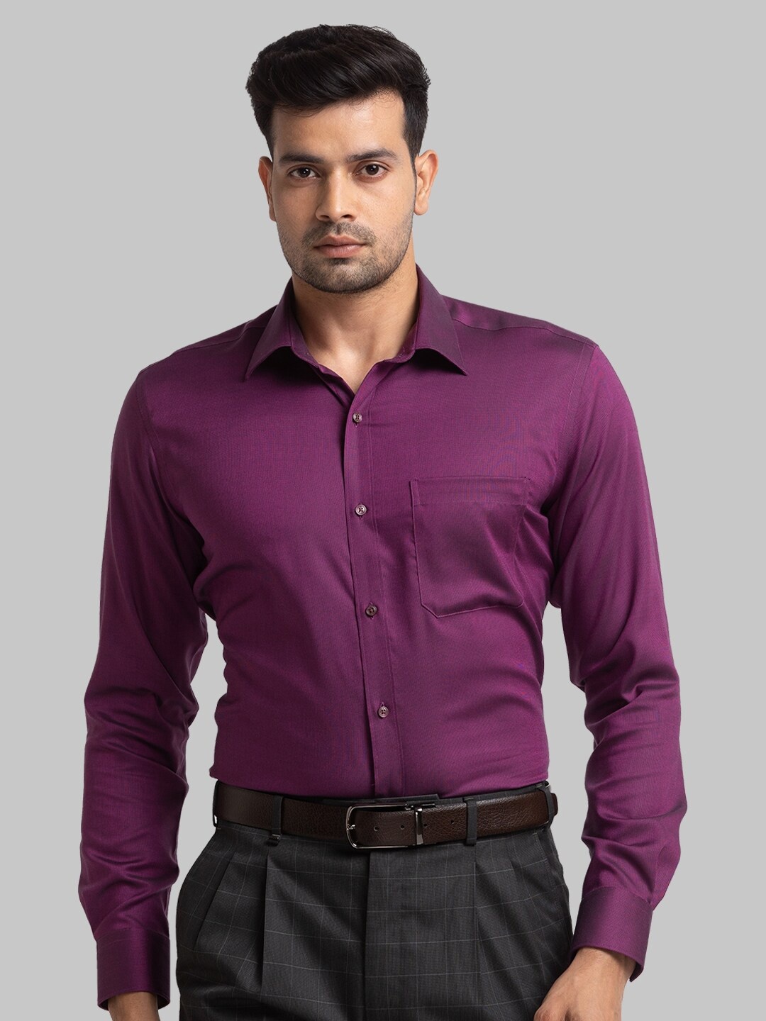 

Raymond Long Sleeves Pure Cotton Formal Shirt, Purple