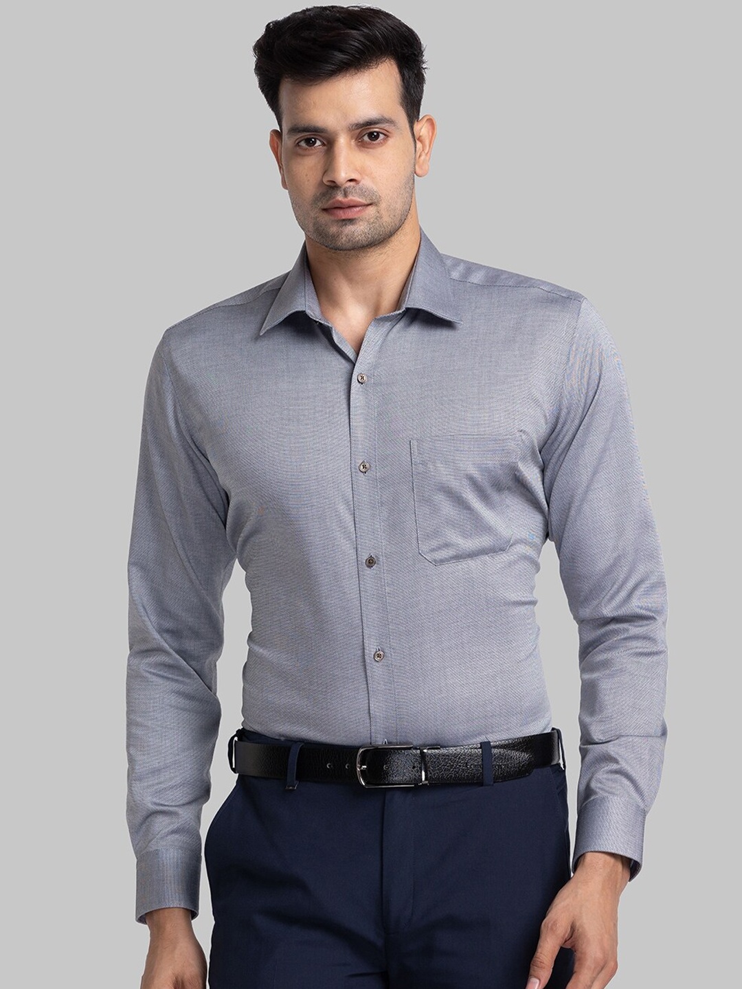

Raymond Contemporary Spread Collar Pure Cotton Formal Shirts, Grey