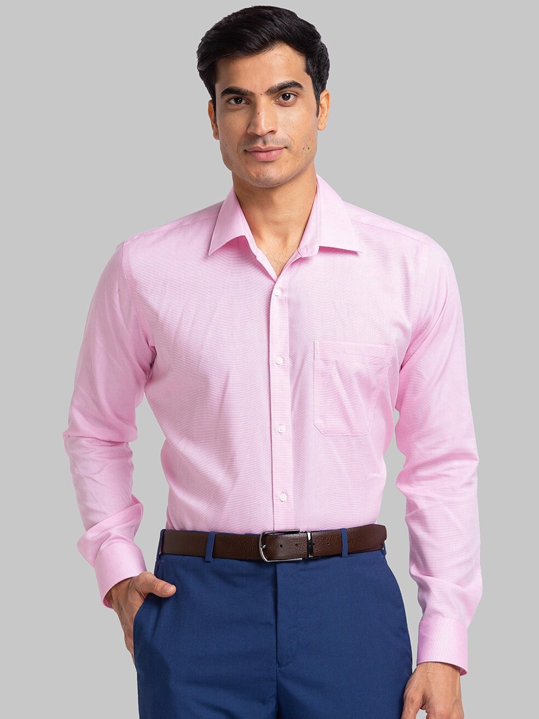 

Raymond Self Design Contemporary Fit Cotton Formal Shirt, Pink