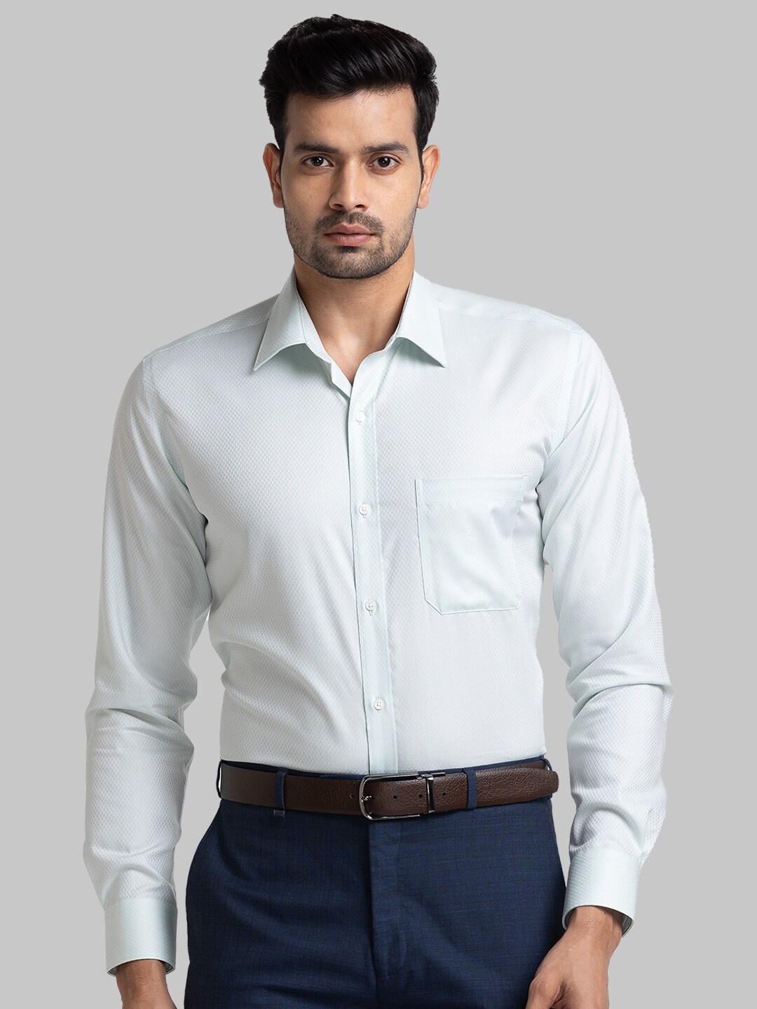 Raymond Contemporary Fit Pure Cotton Formal Shirt, Green