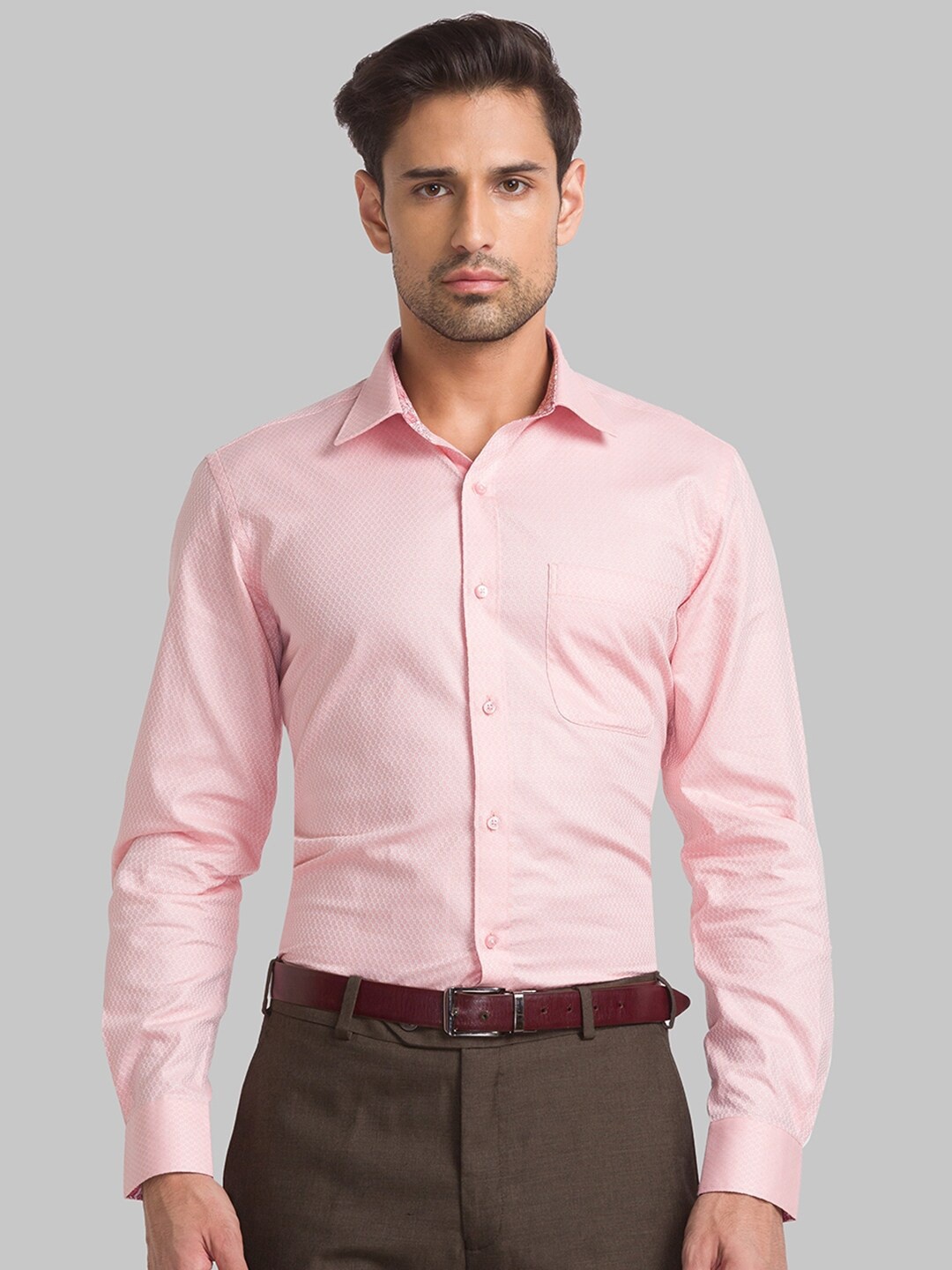 

Raymond Textured Spread Cotton Contemporary Fit Organic Cotton Formal Shirt, Orange