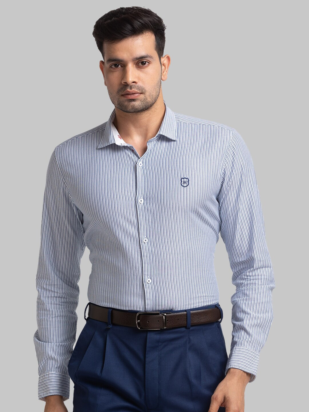 

Raymond Striped Organic Cotton Casual Shirt, Blue