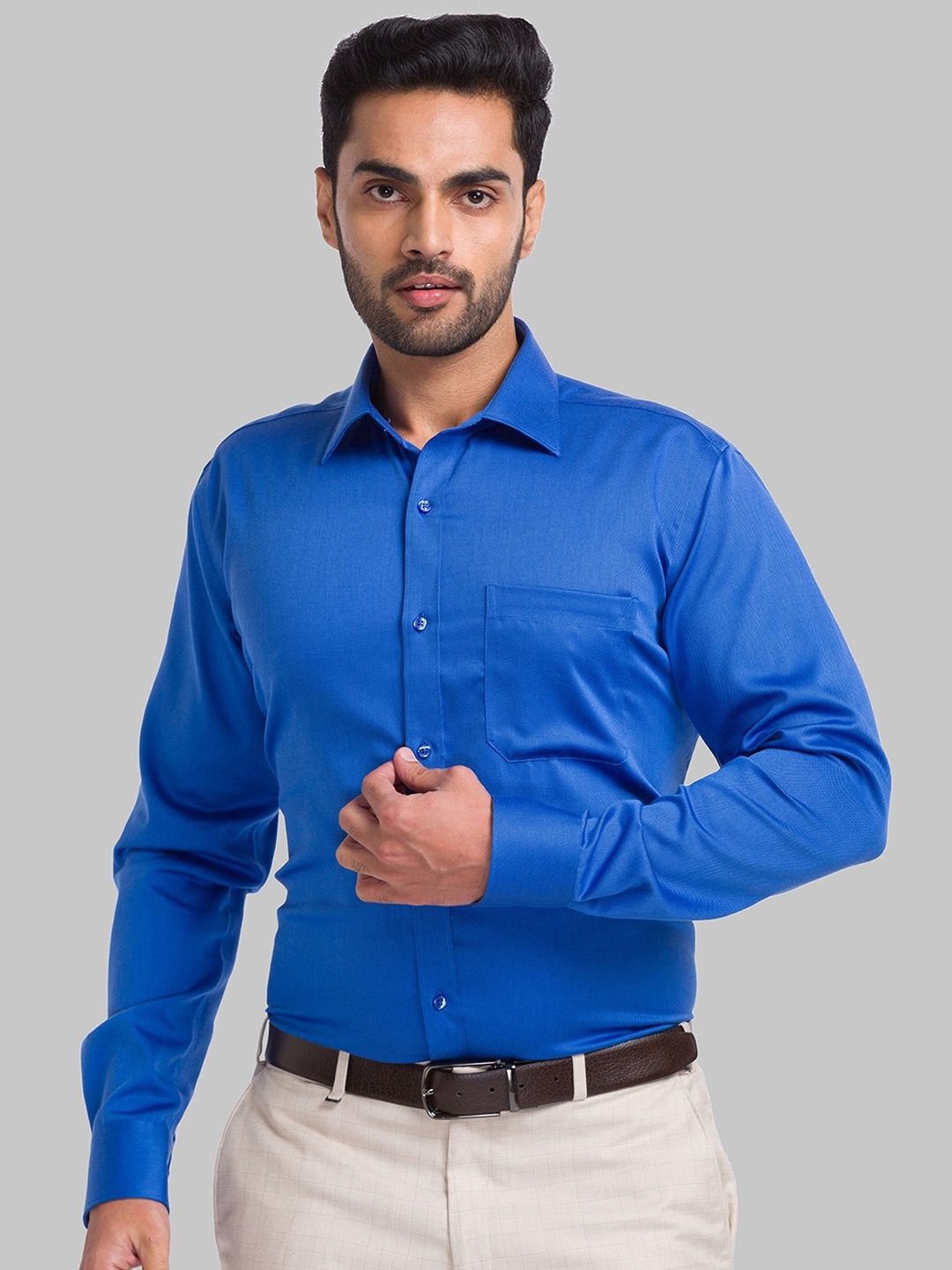 

Raymond Contemporary Fit Pure Cotton Formal Shirts, Blue