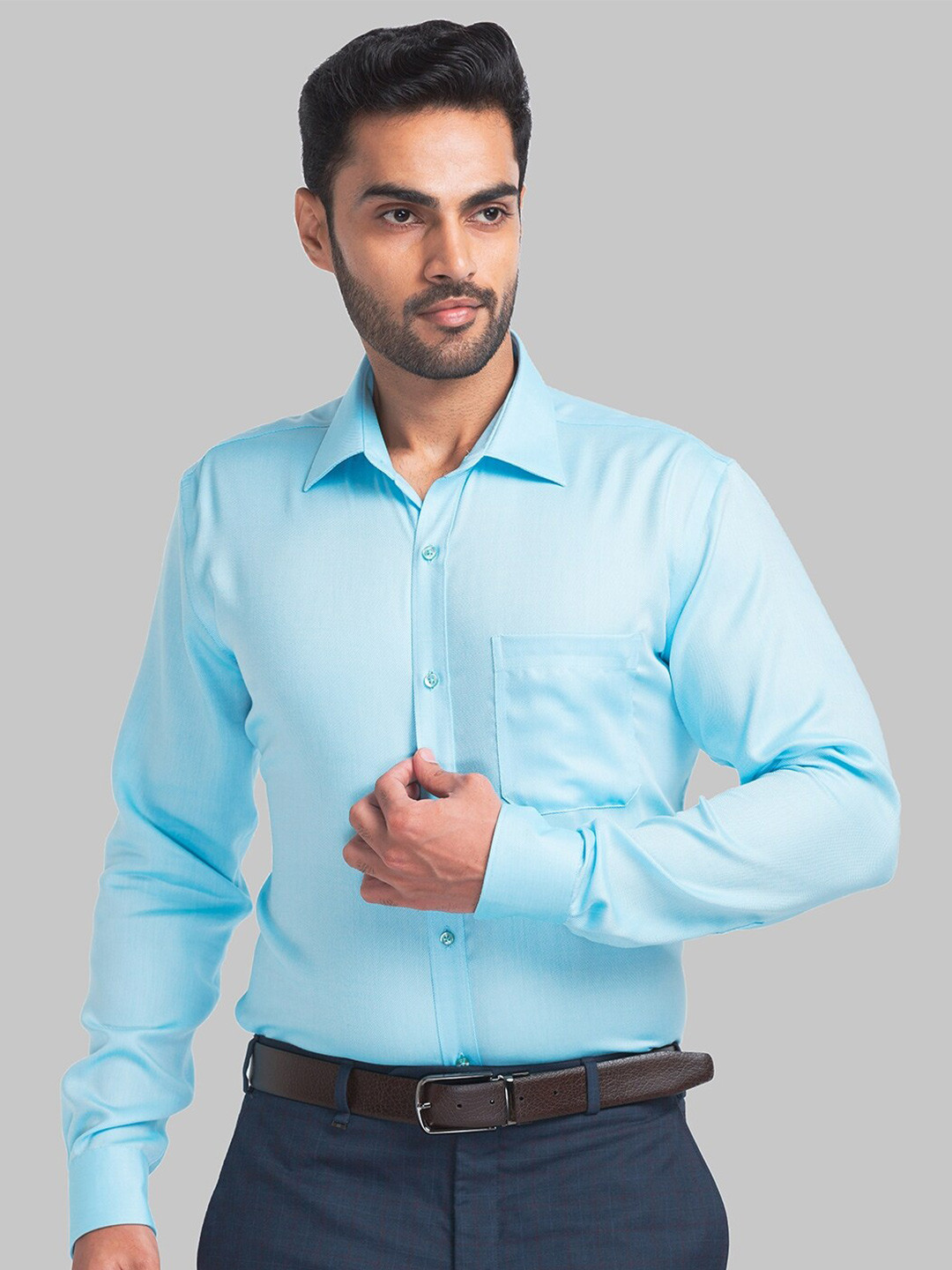 

Raymond Long Sleeves Pure Cotton Formal Shirt, Blue