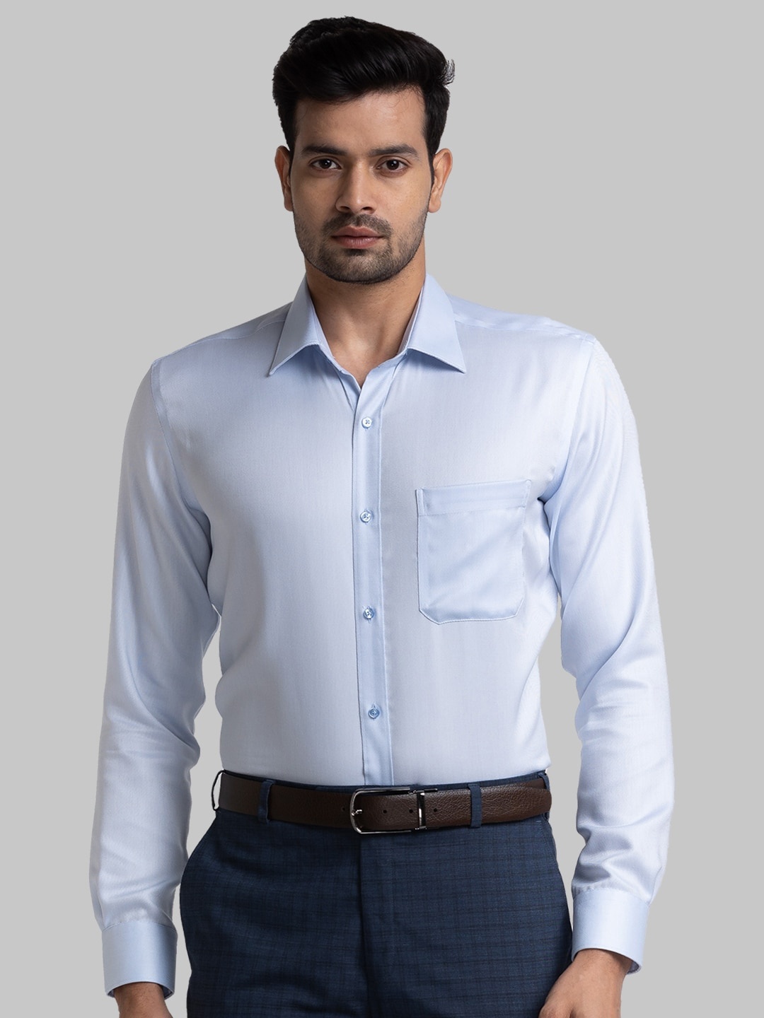 Raymond Contemporary Fit Pure Cotton Formal Shirt, Blue
