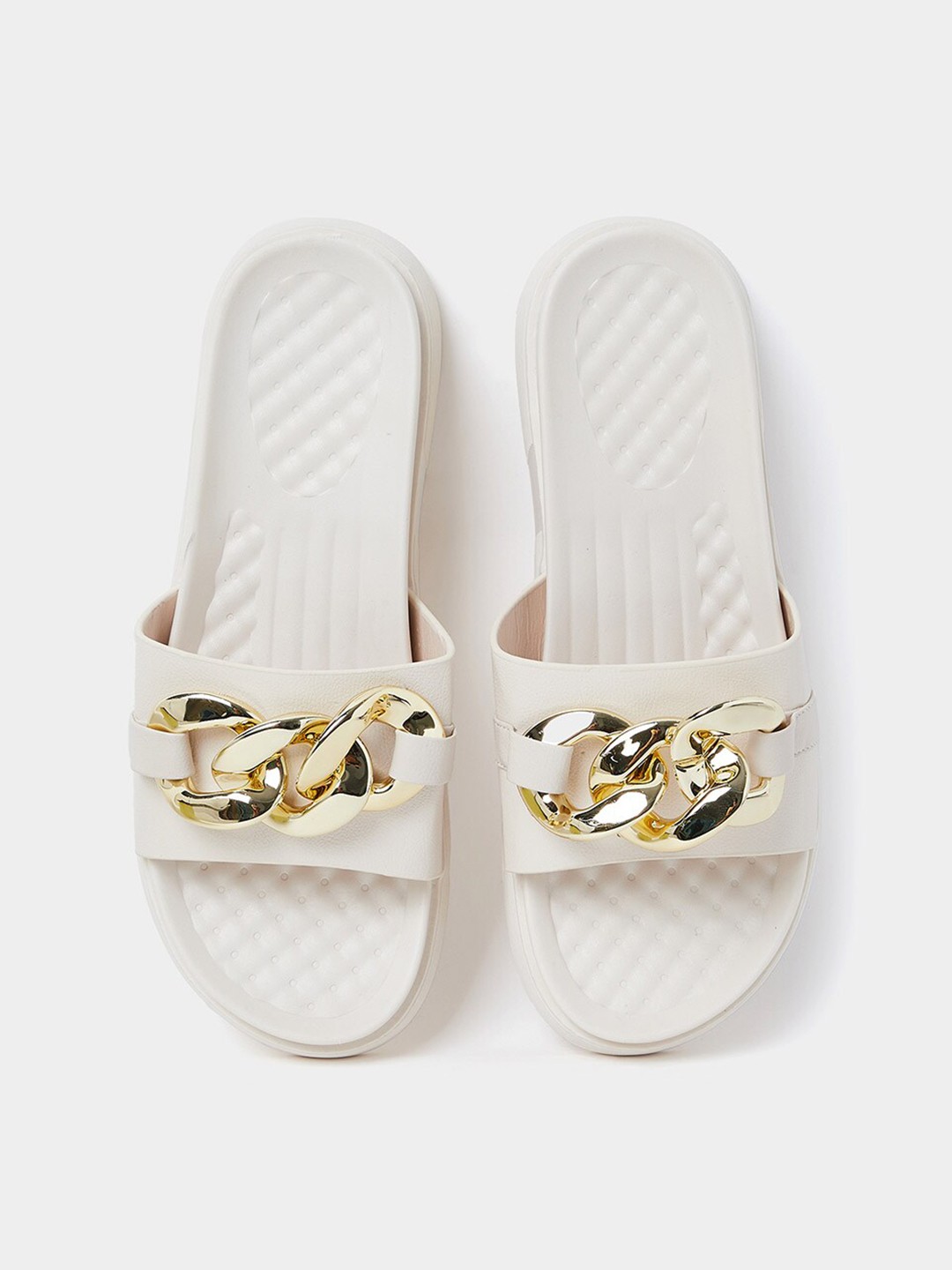 

Styli Women Embellished Open Toe Flats, White