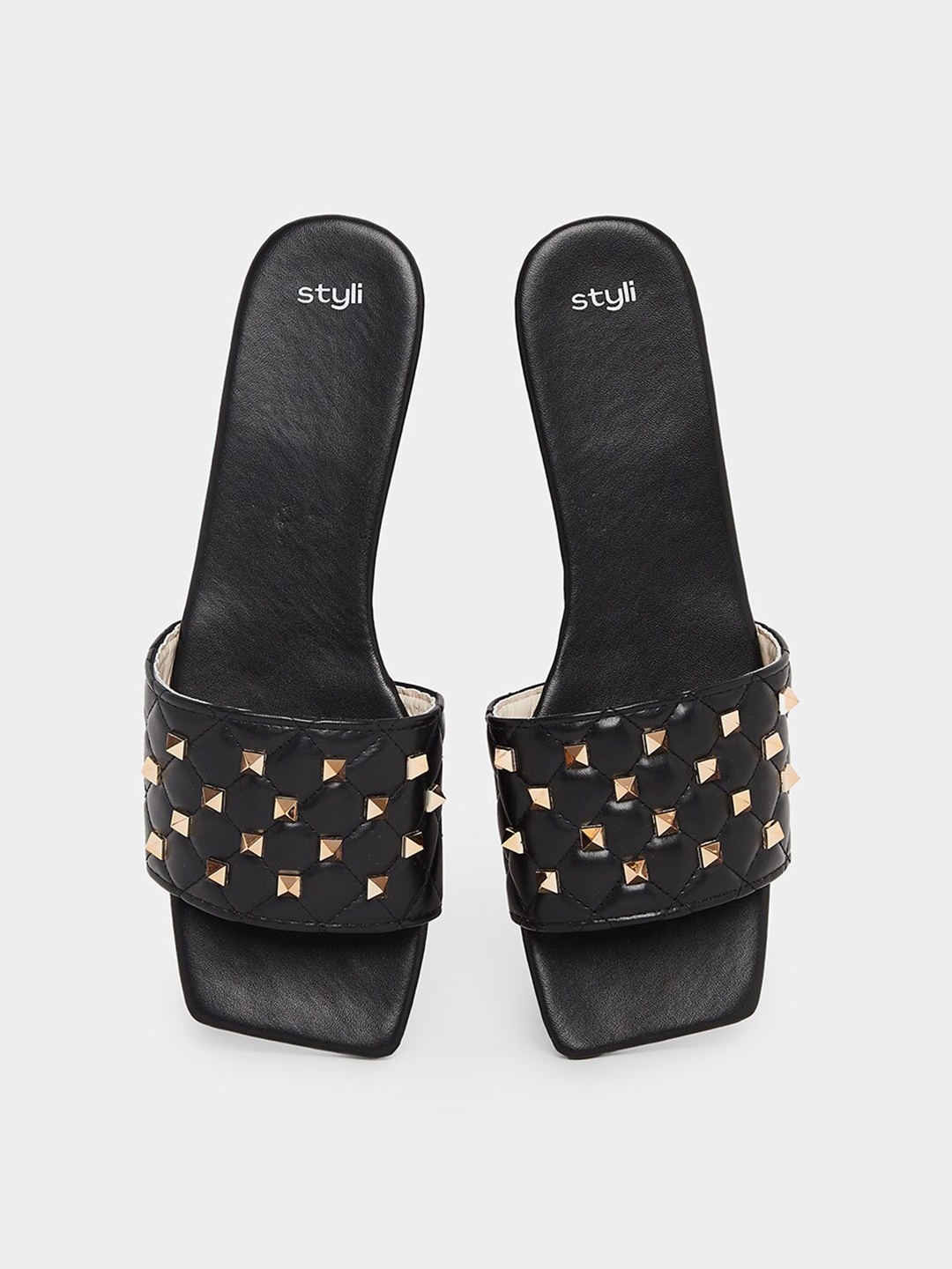 

Styli Women Embellished Open Toe Flats, Black