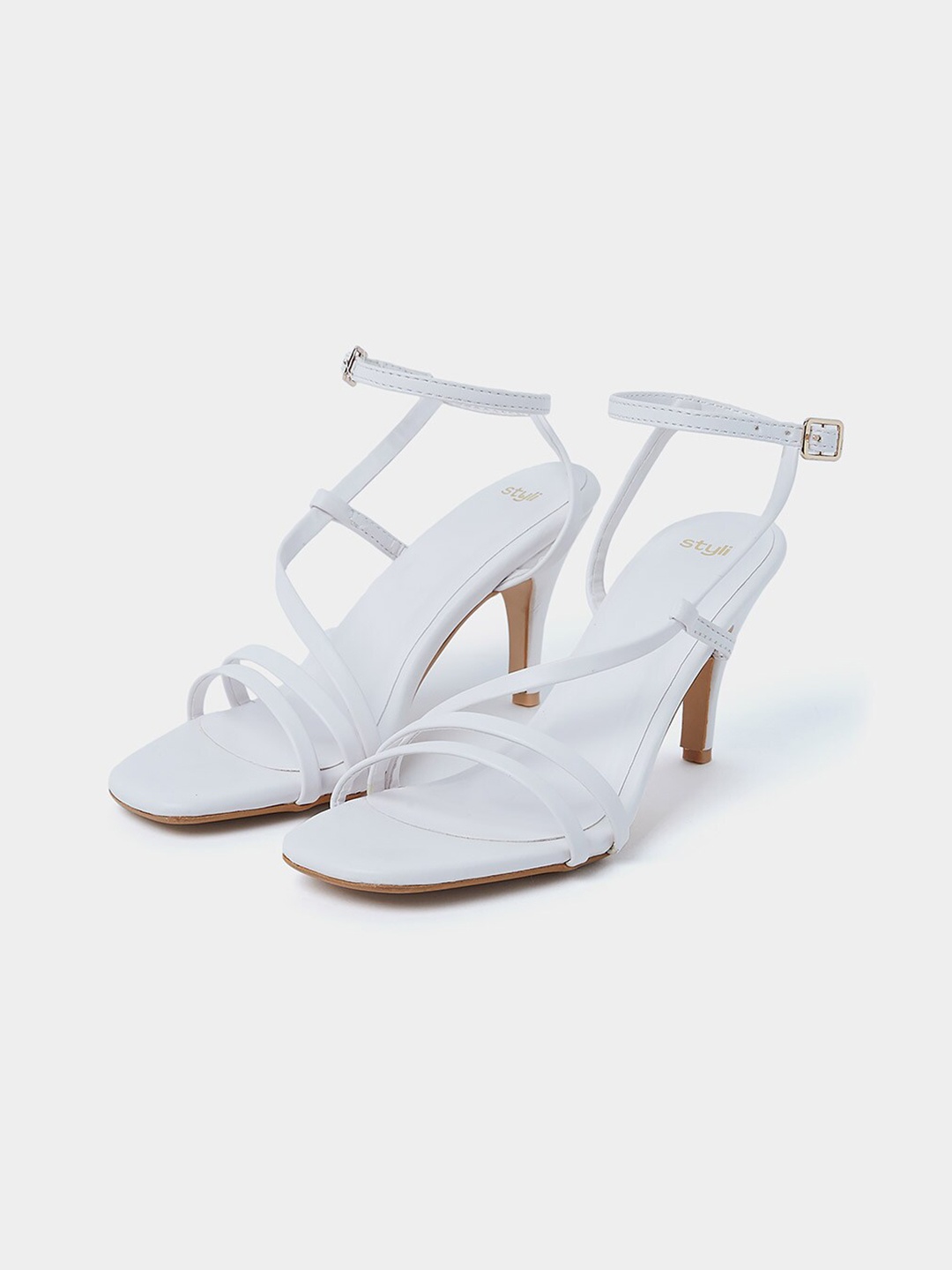 

Styli White Open Toe Slim Heels